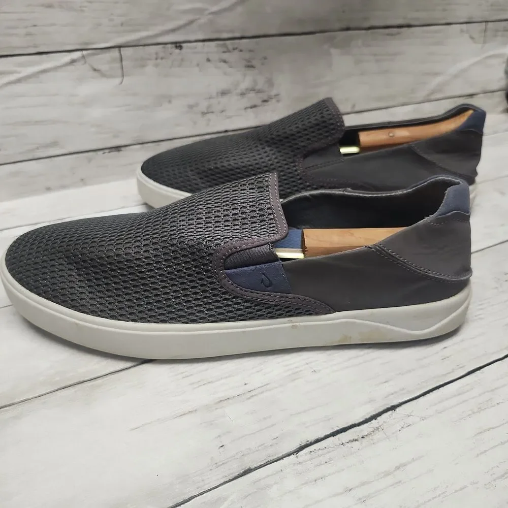 Olukai Lae'Ahi Slip On Sneakers Gray Mesh Loafers Men’s Size US 11.5 10443